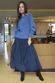 Paloma Bubble Hem Midi Skirt Navy